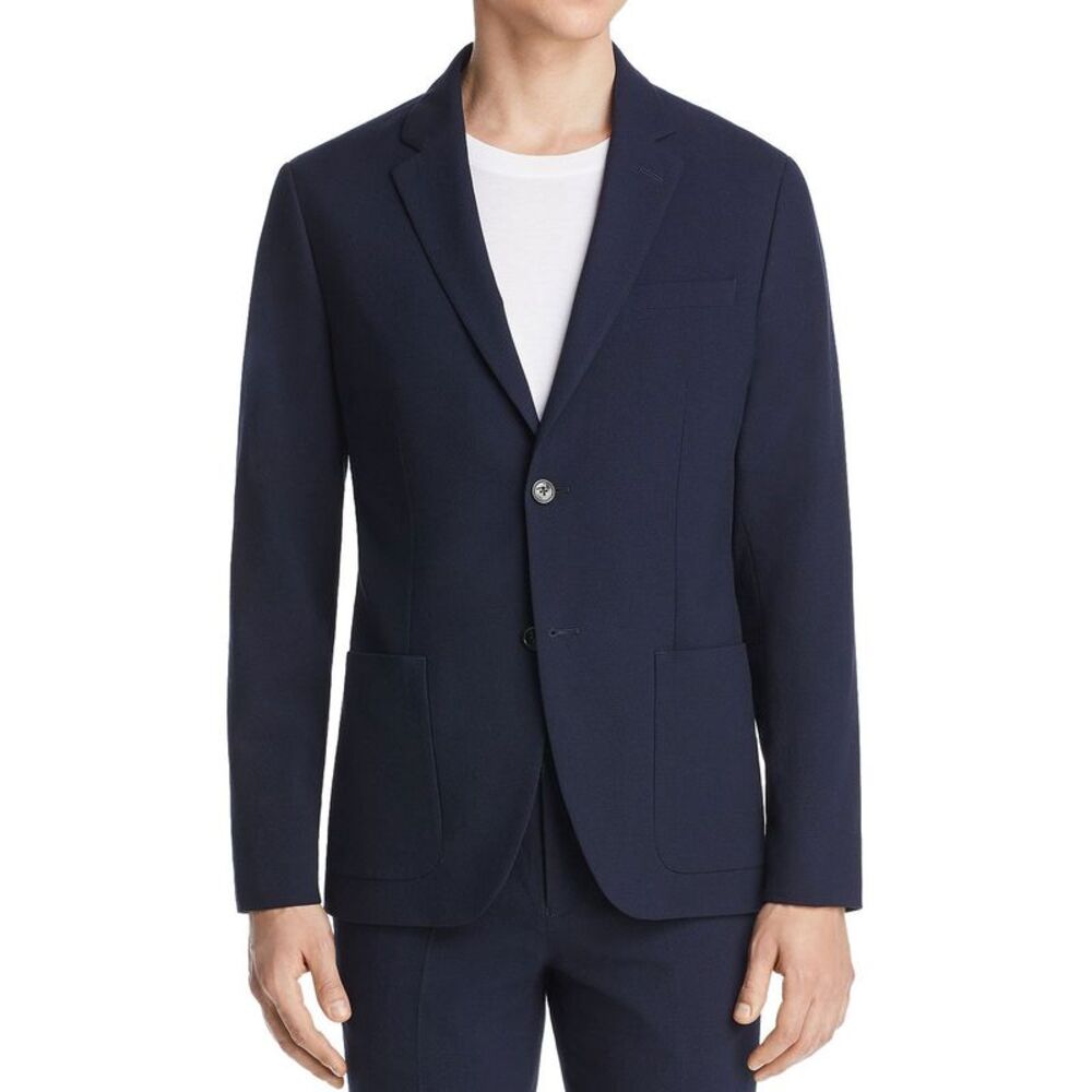 Michael Kors Mens Grid-Print Seersucker Blazer 38 Regular Midnight - NWT $398